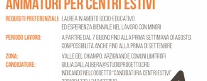 Selezione Animatori per Centri estivi Selezione Animatori per Centri estivi