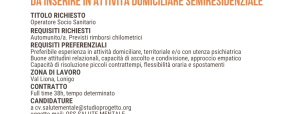 Cooperativa Studio Progetto assume OSS nell’area della salute mentale Cooperativa Studio Progetto assume OSS nell’area della salute mentale