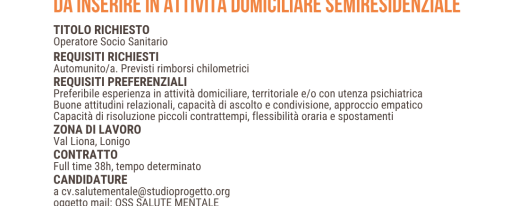 Cooperativa Studio Progetto assume OSS nell’area della salute mentale Cooperativa Studio Progetto assume OSS nell’area della salute mentale